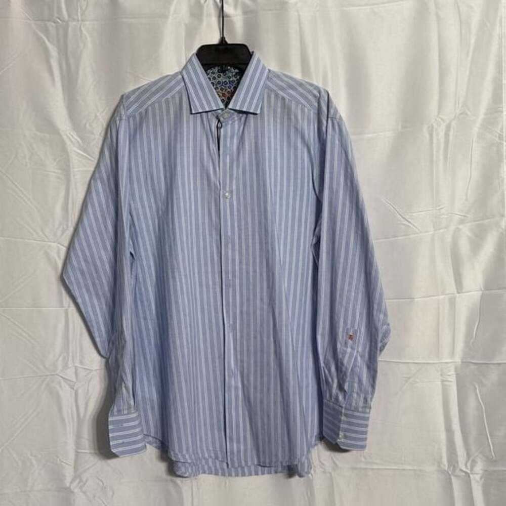 Robert Graham Men's Blue Striped Long Sleeve Button-Up Shirt